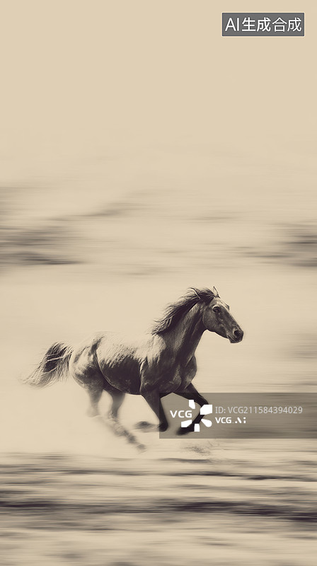 【AI数字艺术】骏马在水中疾驰的瞬间图片素材