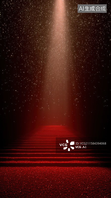 【AI数字艺术】红色阶梯与光束图片素材