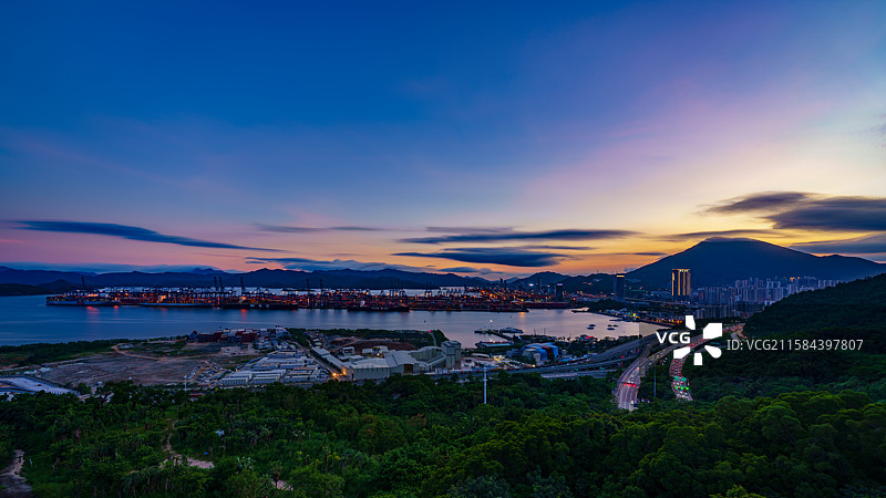 深圳盐田港日落晚霞图片素材