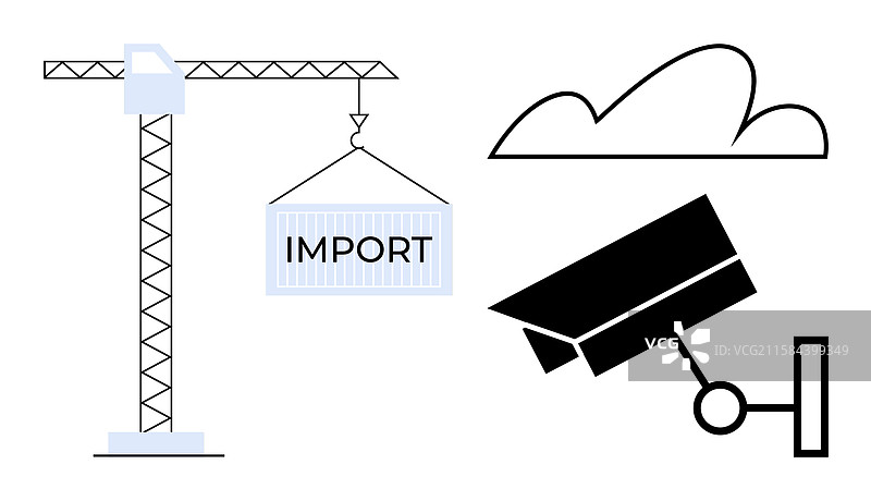 起重机正在吊起一个进口集装箱图片素材