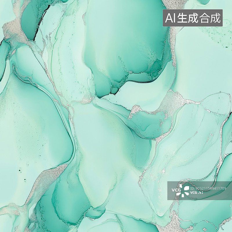 【AI数字艺术】青绿色抽象流体艺术图案图片素材