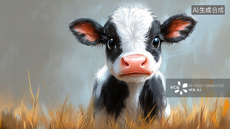 【AI数字艺术】可爱小牛插画图片素材
