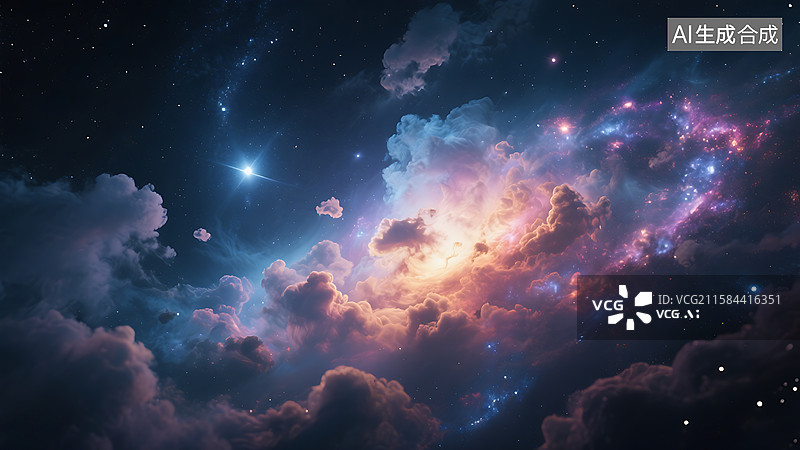 【AI数字艺术】宇宙星云 长曝光天文摄影 哈勃望远镜 哈勃色合成 神秘深空 永恒之美图片素材