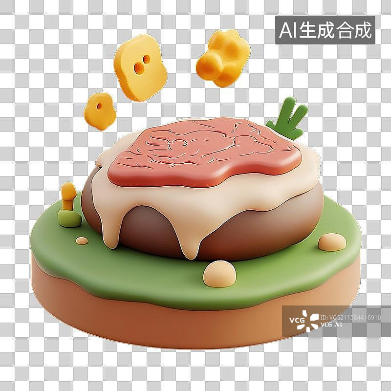 【AI数字艺术】盖饭三维美食元素图片素材