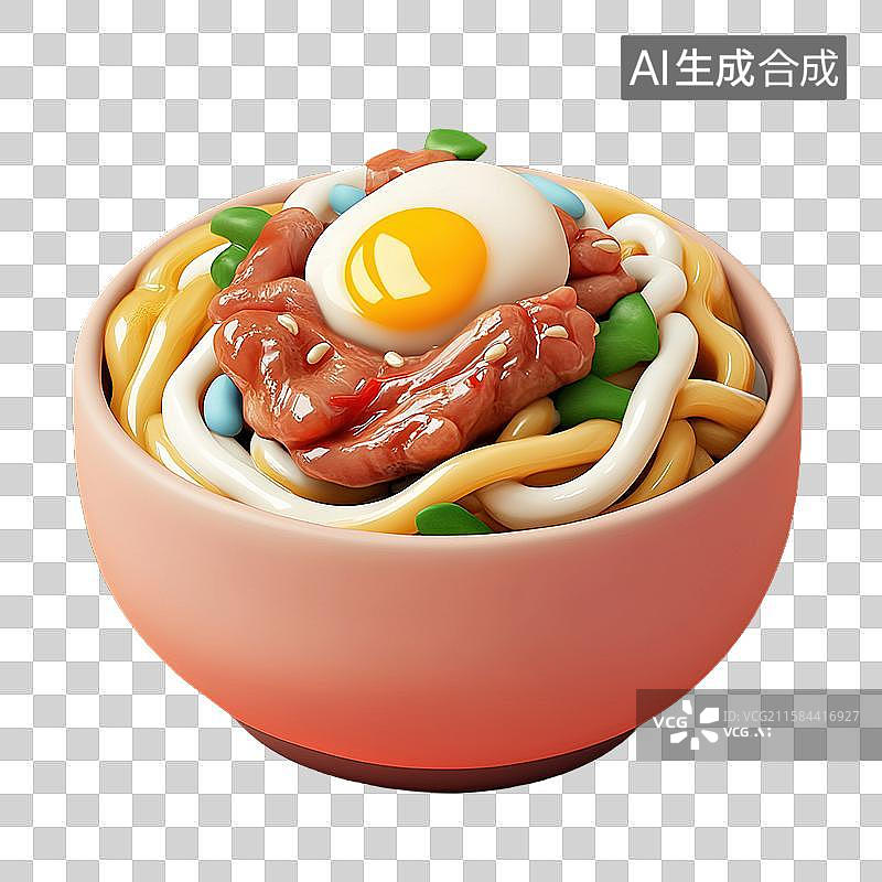 【AI数字艺术】牛肉乌冬面三维美食元素图片素材