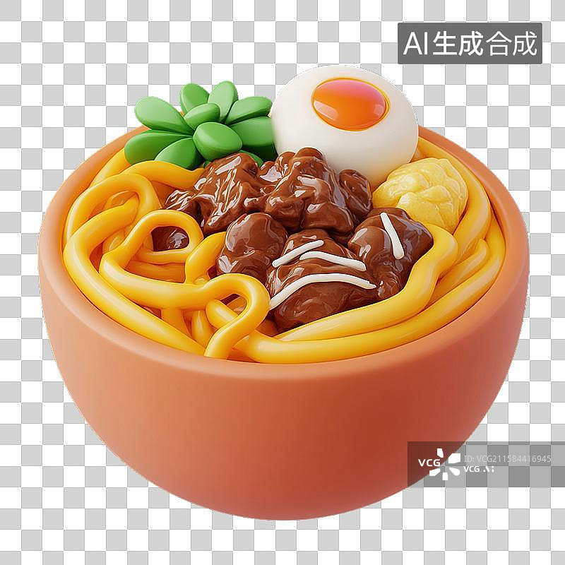 【AI数字艺术】牛肉乌冬面三维美食元素图片素材