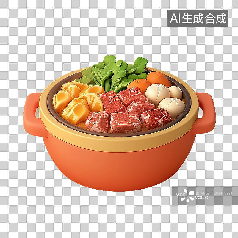 【AI数字艺术】火锅寿喜锅三维美食元素图片素材