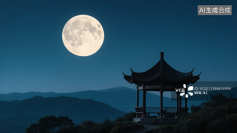 【AI数字艺术】中秋节满月圆月月亮图片素材