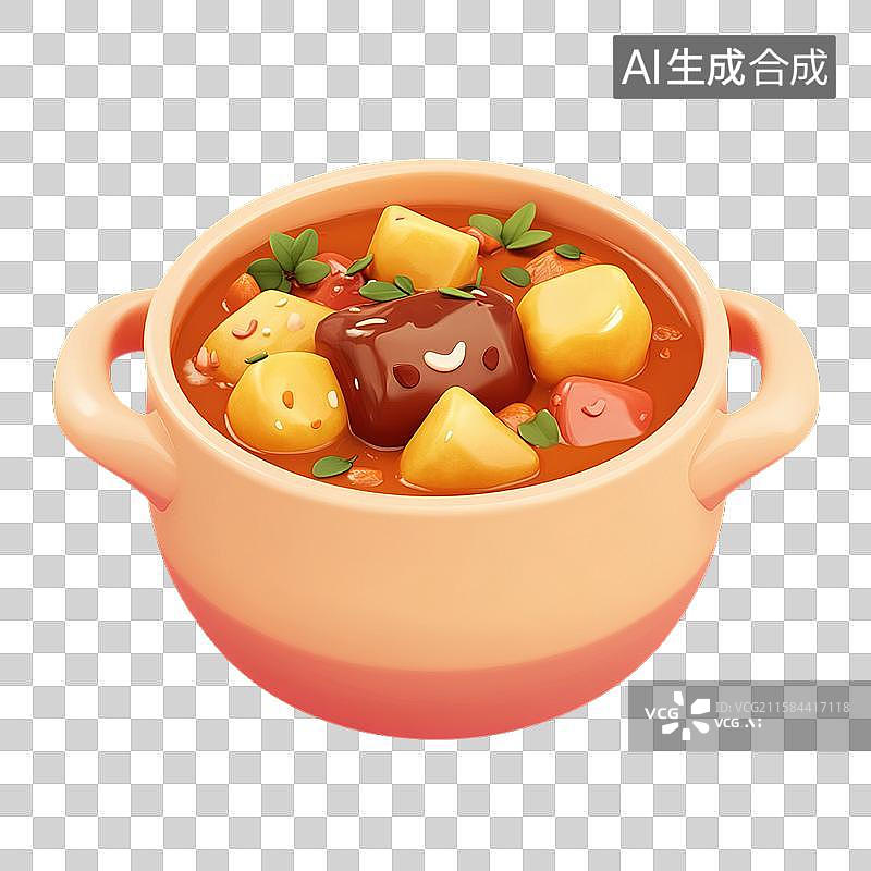 【AI数字艺术】土豆炖牛腩三维美食元素图片素材