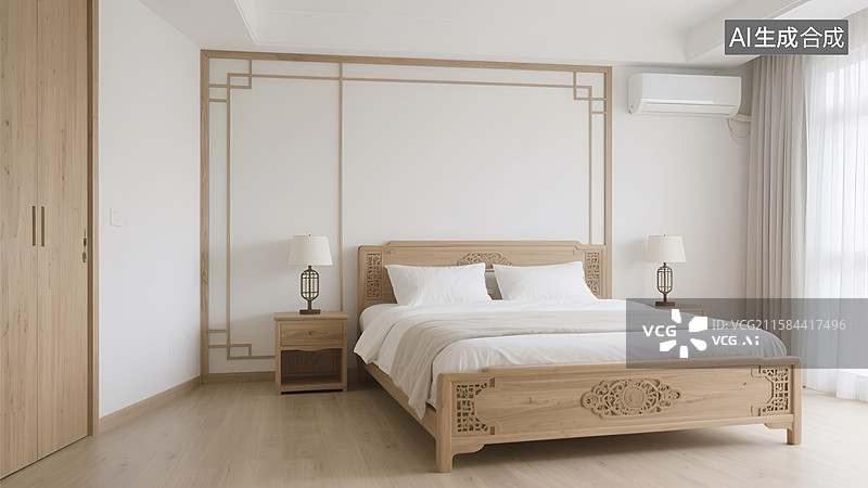 【AI数字艺术】中式客厅样板间图片素材