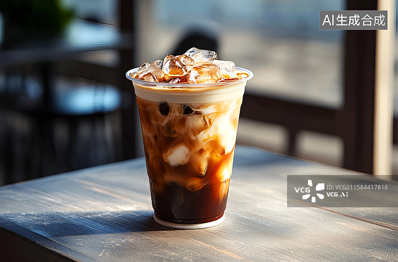 【AI数字艺术】一杯冰镇咖啡奶茶图片素材