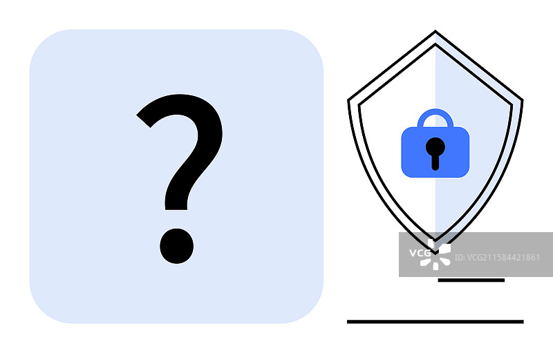 问号和带锁的盾牌代表着图片素材