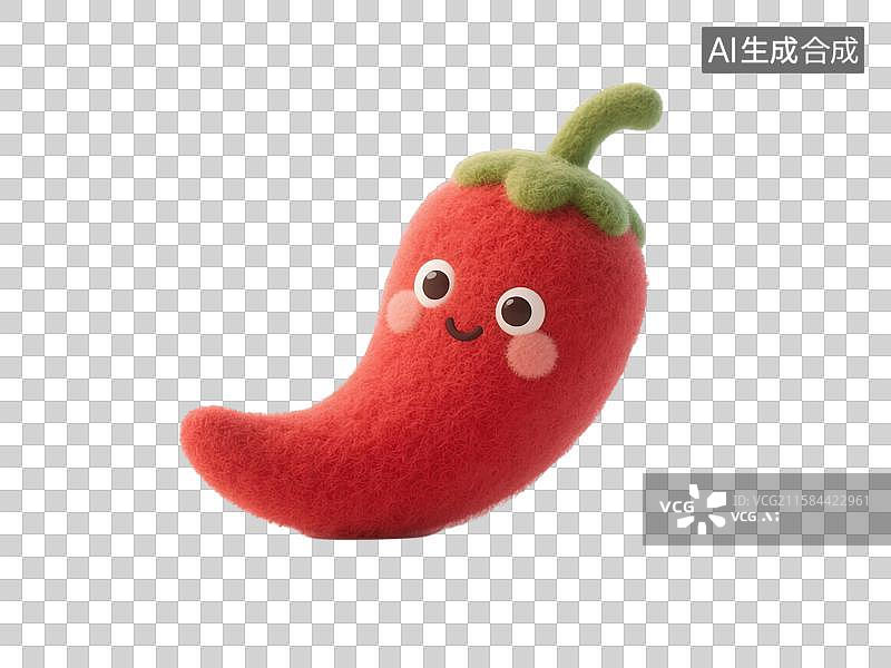 【AI数字艺术】可爱3D红辣椒毛毡创意抽象商业背景儿童读物、杂志封面和治愈艺术的透明魅力插画图片素材