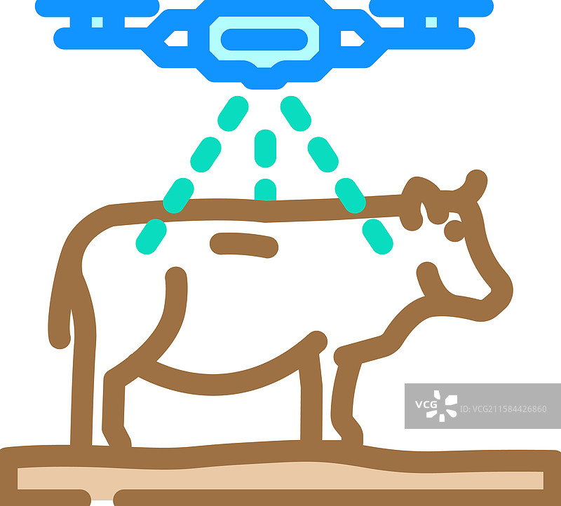 牲畜监测机器人收获彩色图标图片素材