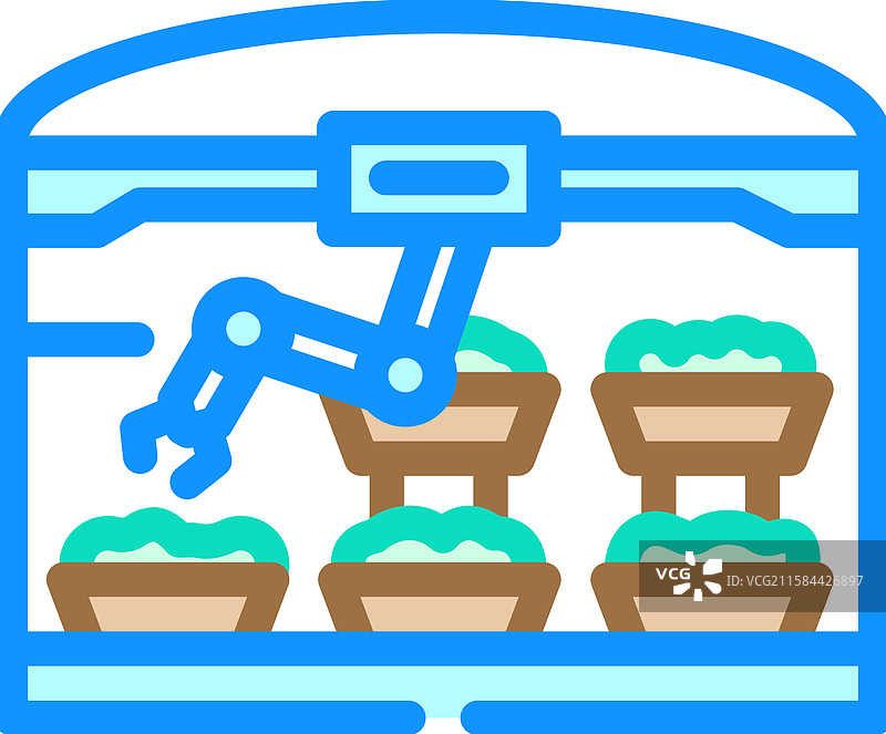 自动化温室机器人收获彩色图标图片素材