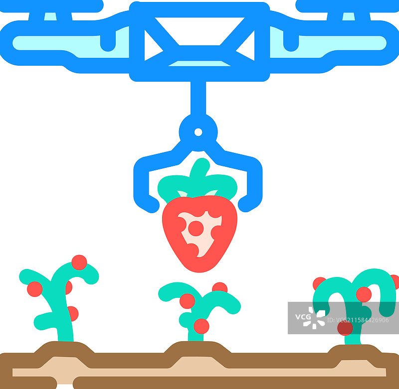 收割无人机机器人收获彩色图标图片素材