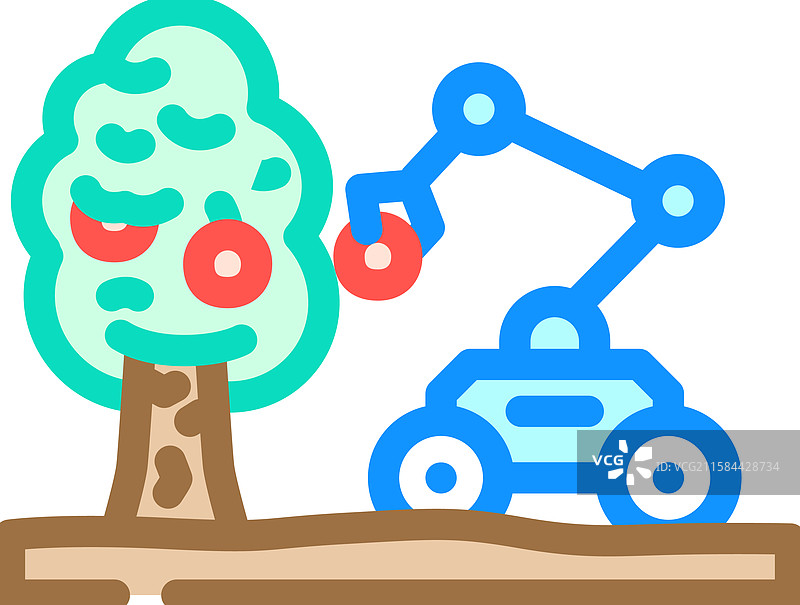 机器人手臂收割作物的彩色图标图片素材