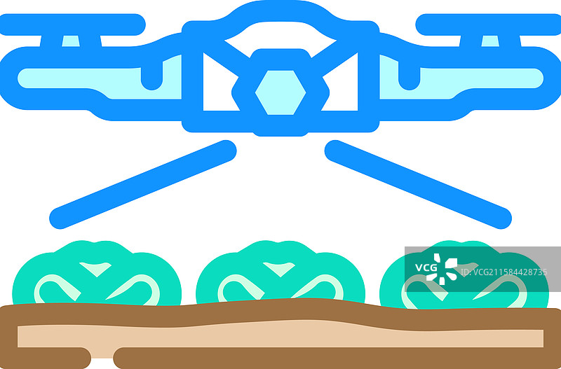 收割作物的监视无人机机器人彩色图标图片素材