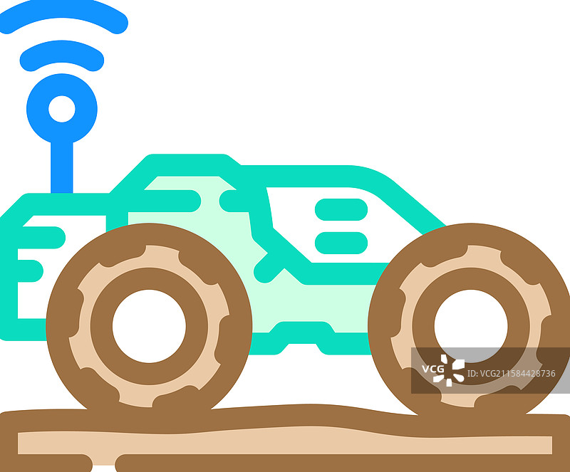 自动化拖拉机机器人收获彩色图标图片素材