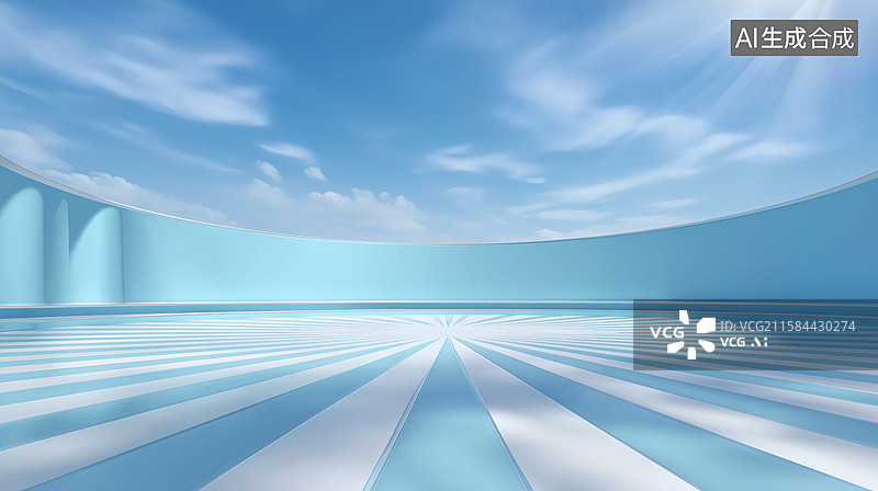 【AI数字艺术】天空之城，蓝色的舞台图片素材