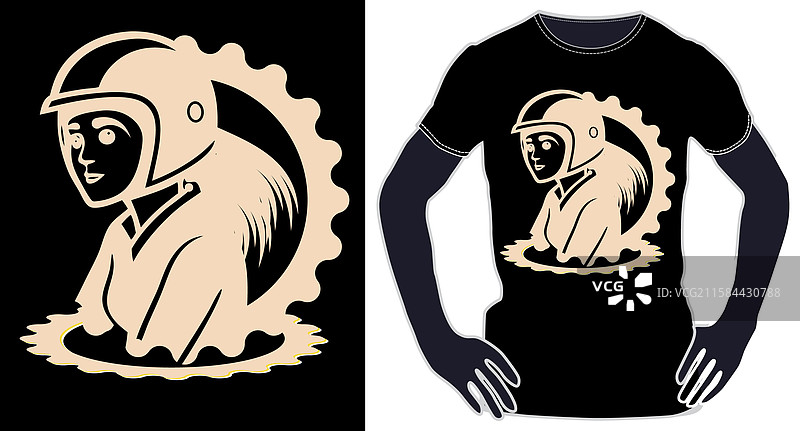 时尚复古风格的赛车主题T恤图片素材