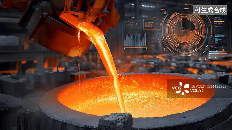 【AI数字艺术】钢铁厂熔炼作业图片素材