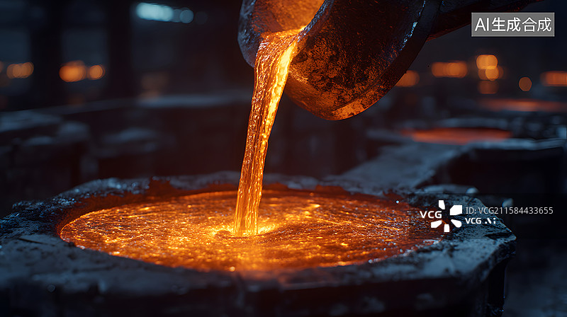 【AI数字艺术】钢铁厂熔炼作业图片素材