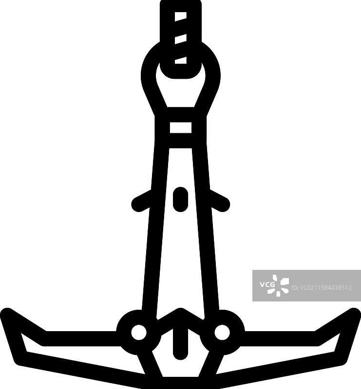 锚、皮划艇、水上旅行、旅游线条图标图片素材