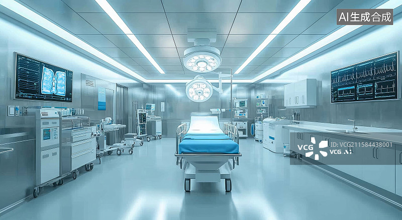 【AI数字艺术】现代医院手术室内部场景图片素材