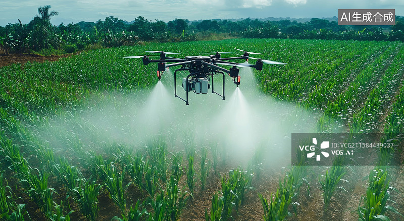 【AI数字艺术】无人机在农田喷洒作业图片素材