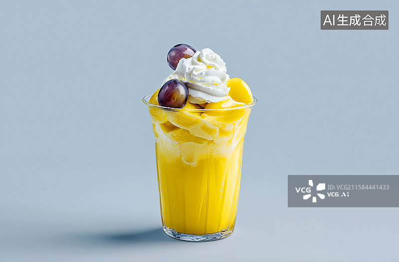 【AI数字艺术】奶油，芒果，葡萄，冰淇淋，冷饮图片素材