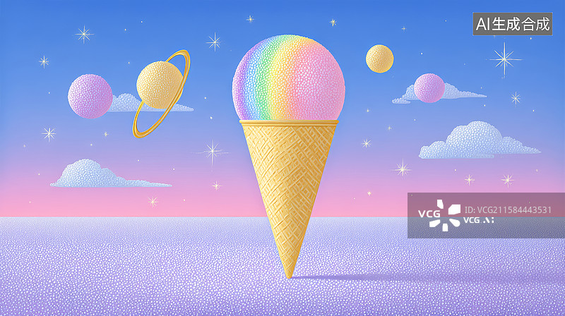 【AI数字艺术】彩虹冰淇淋图片素材