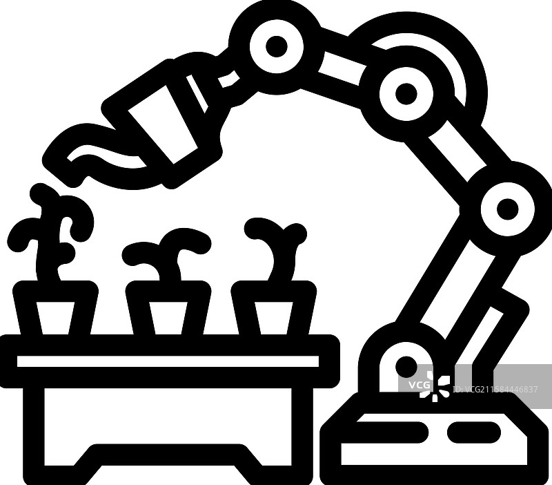 植物护理机器人收获线条图标图片素材