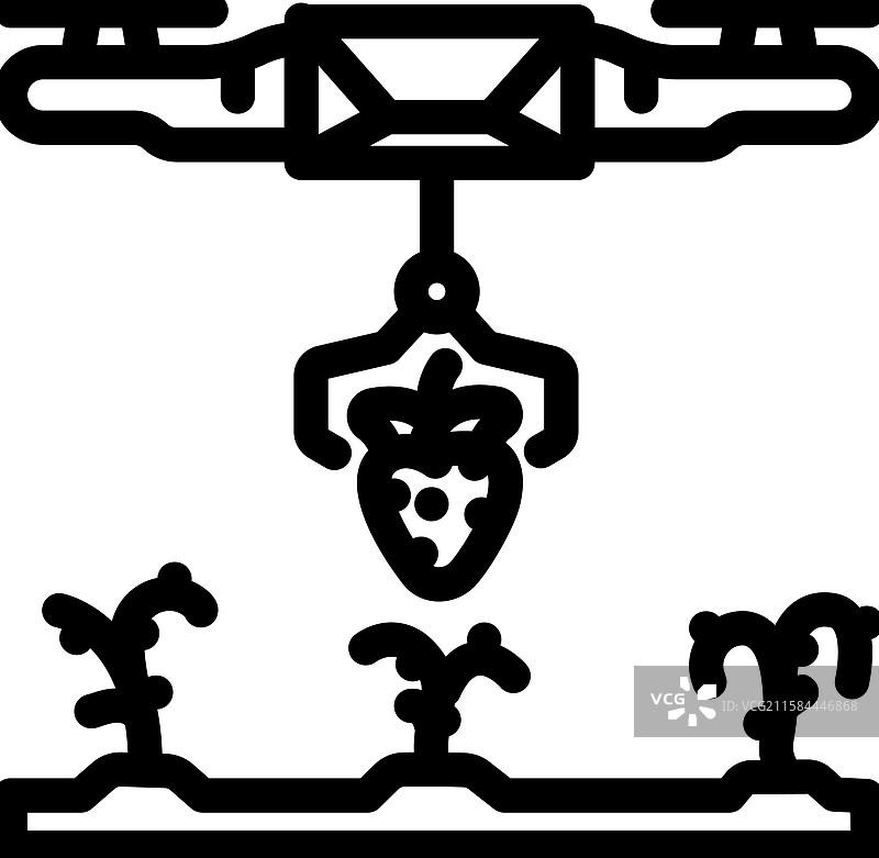 收割无人机机器人收割线条图标图片素材