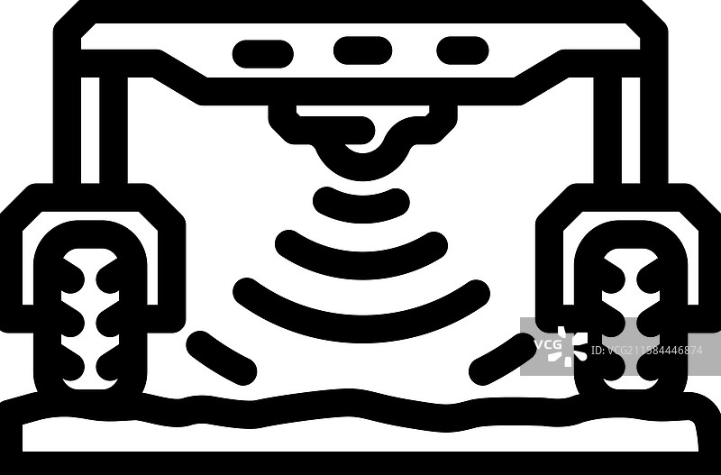 田间扫描机器人收割线条图标图片素材