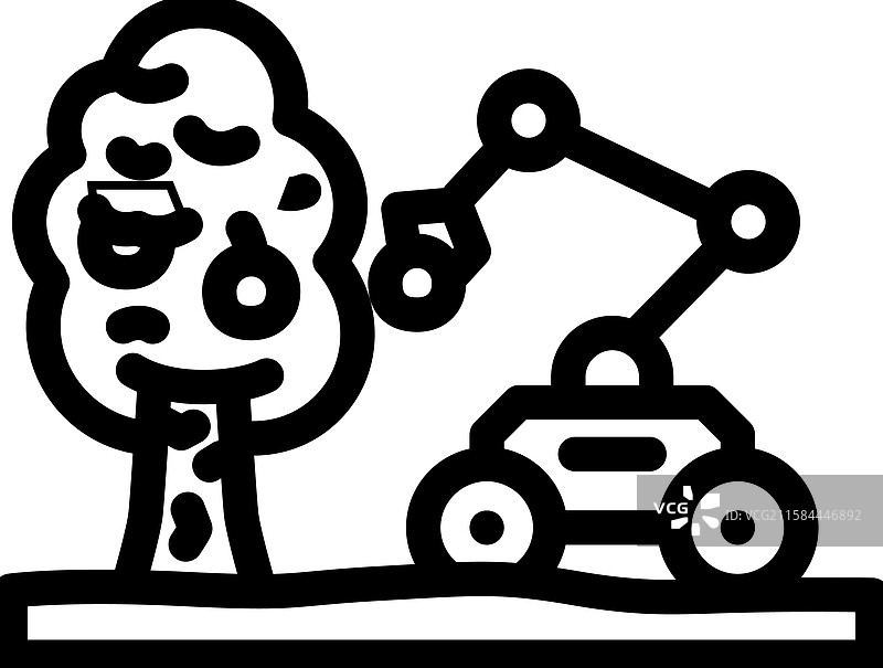 机器人手臂作物机器人收割线条图标图片素材