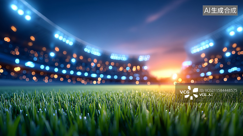【AI数字艺术】夕阳下的体育场图片素材