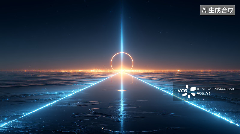 【AI数字艺术】未来城市与星球交汇的科幻景象图片素材