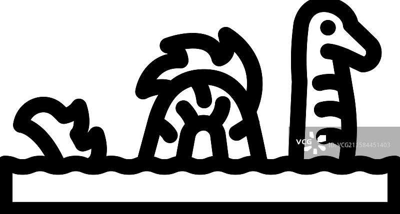 海怪神话表现线条图标图片素材