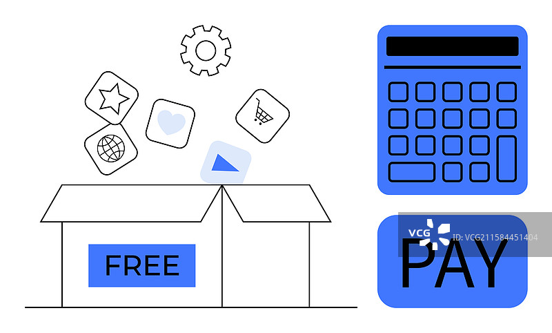 对比免费和付费服务的图标图片素材