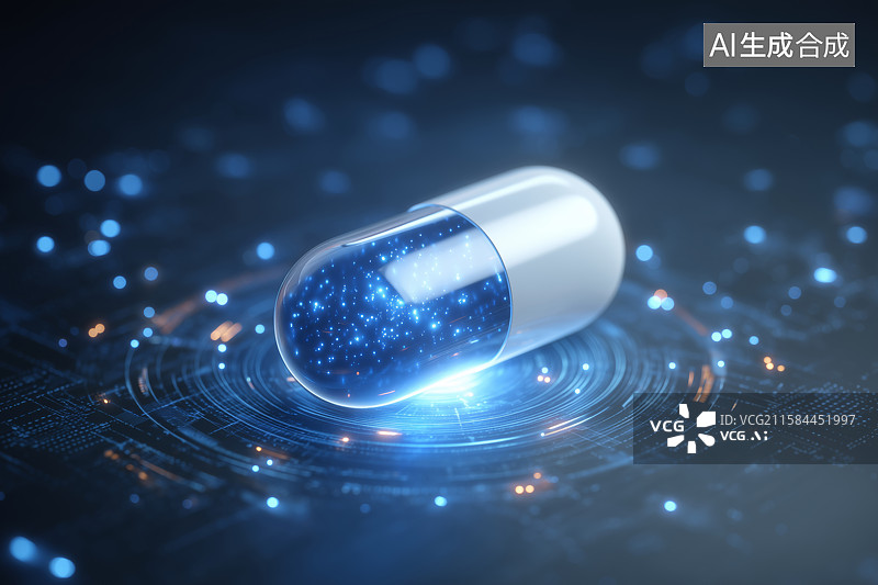 【AI数字艺术】数字技术医疗胶囊概念图图片素材
