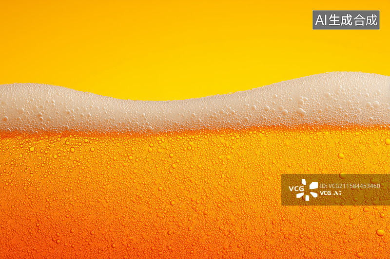 【AI数字艺术】橙色背景下的泡沫啤酒特写图片素材