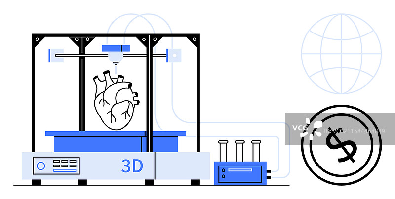 3D打印机正在制造人类心脏的模型图片素材