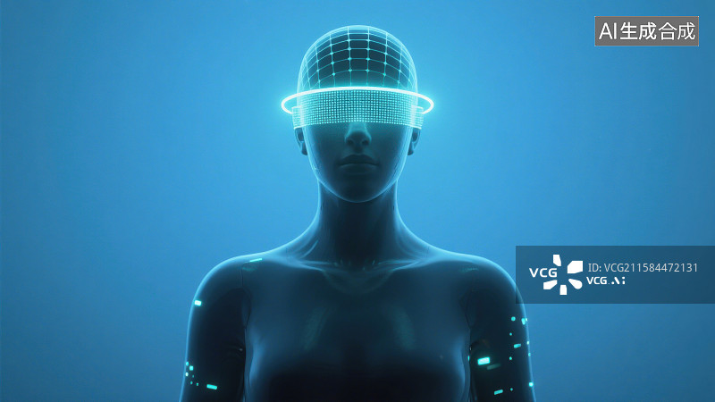 【AI数字艺术】3D三维VR眼镜虚拟角色元宇宙人工智能机器人未来感图片素材