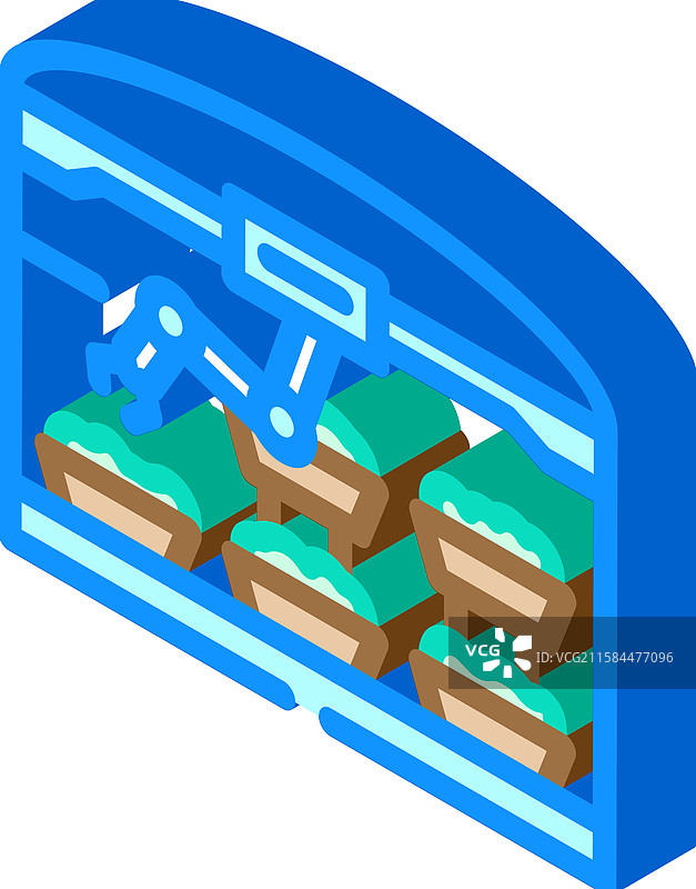 自动化温室机器人收割等距图标图片素材