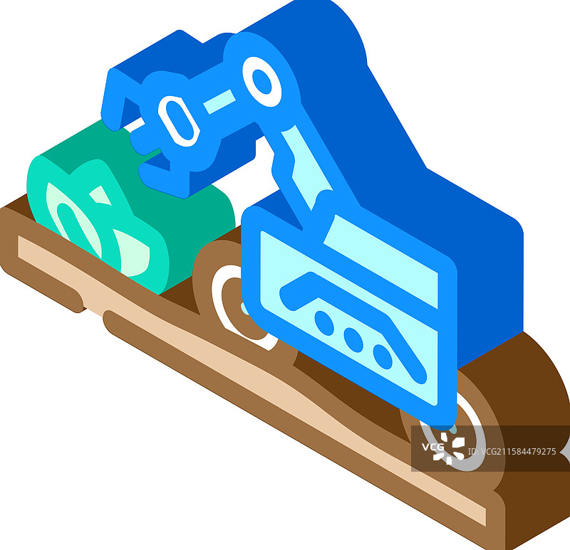 农业机器人收割等距图标图片素材