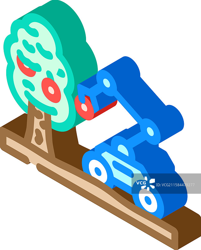 机器人手臂收割作物的等距图标图片素材