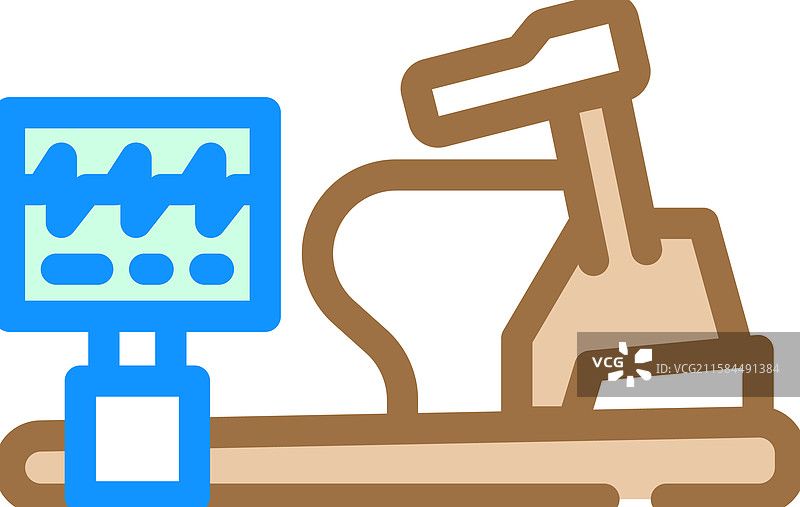 心脏病学压力测试跑步机彩色图标图片素材