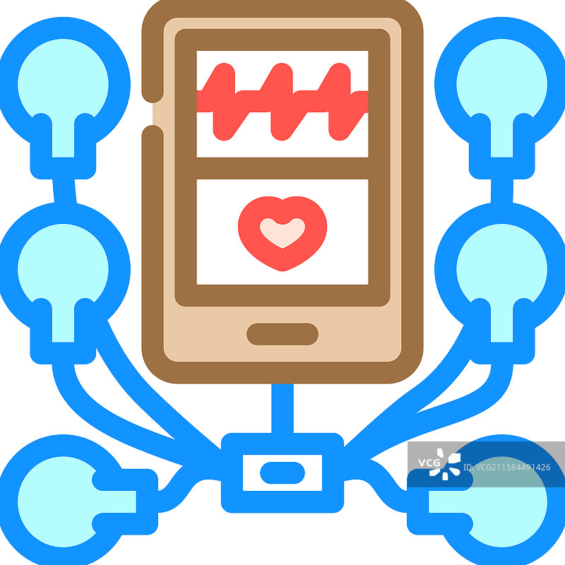 心脏病学霍尔特监测仪彩色图标图片素材