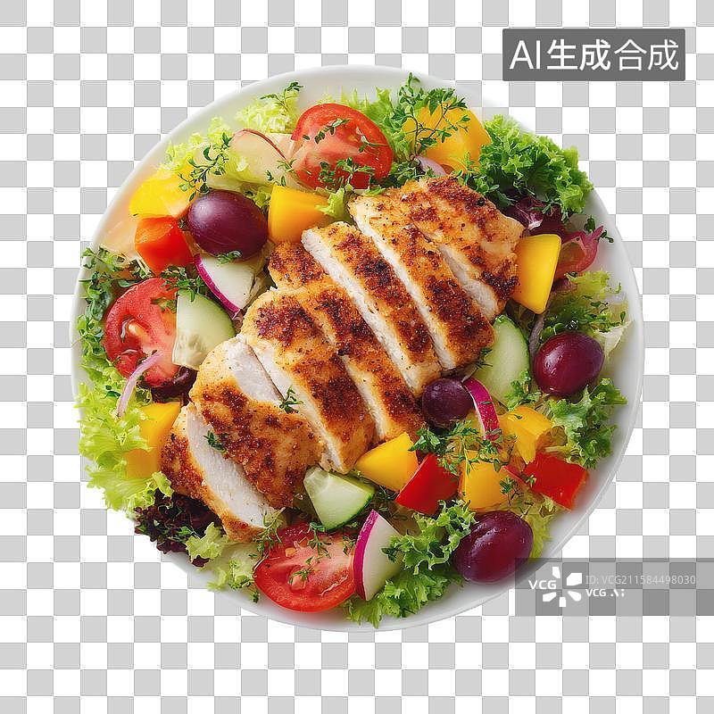 【AI数字艺术】香煎鸡胸肉配新鲜蔬菜图片素材